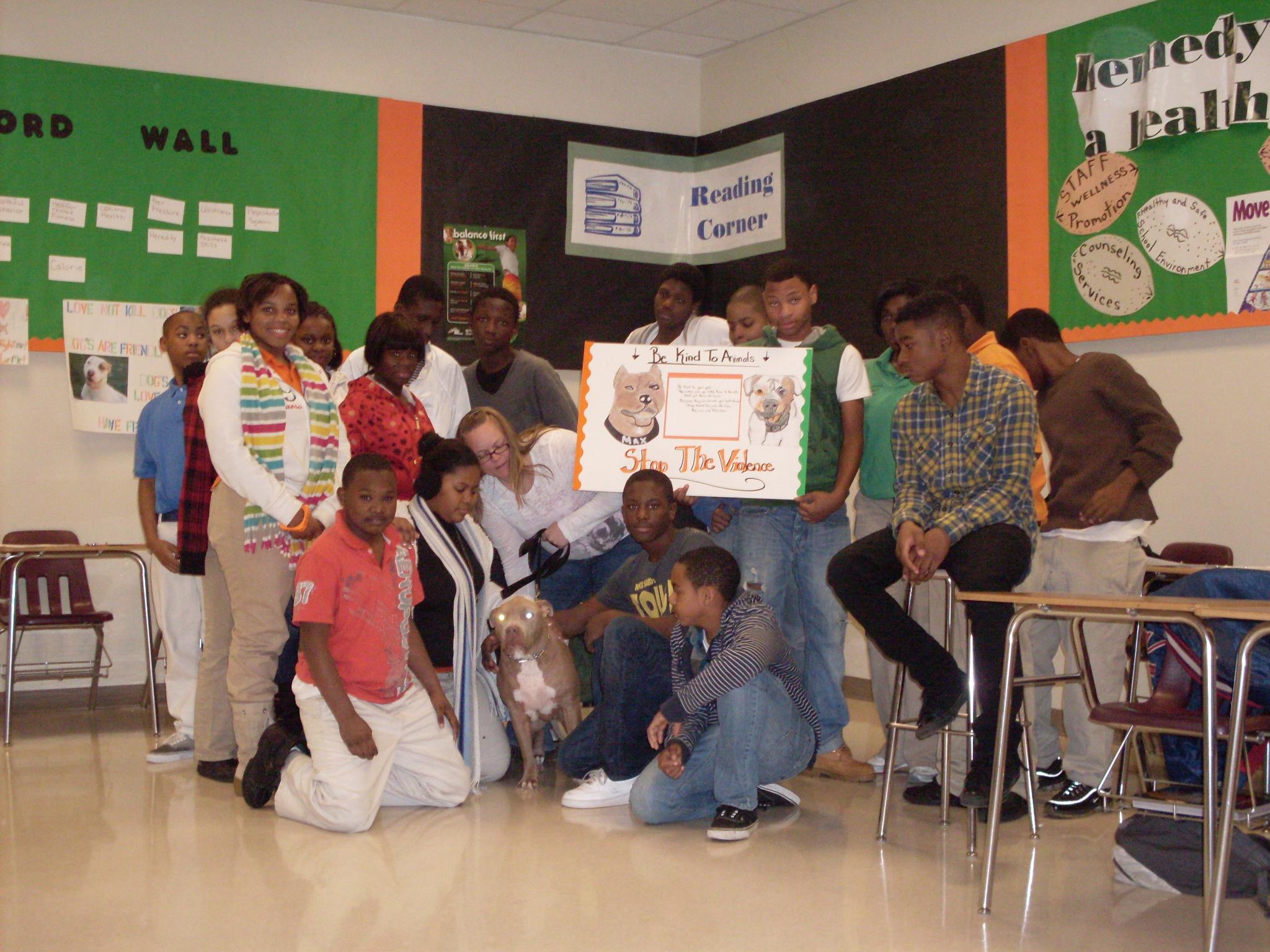 Class with Cuinn, the dog